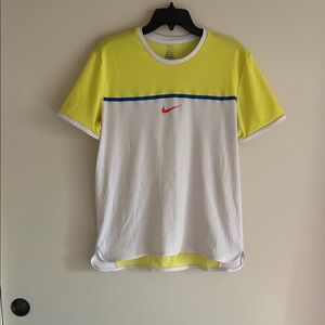 Rafa Nadal Nike Men’s Dri-Fit Tennis Shirt. Lightweight Neon Yellow design.